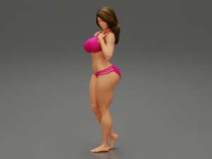 Sexy Girl Swimming Suit Beach Fashion Bikini 3D Print Model Modèles 3D en vedette