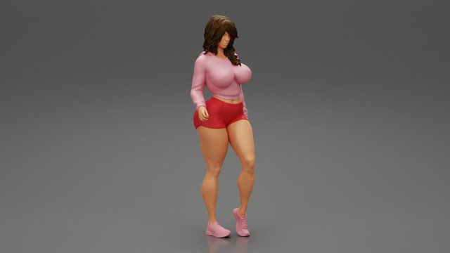 Young Sport Woman Doing Stretching exercise 3D Print Model 3D Baskı Modeli .c4d .max .obj .3ds .fbx .stl .blend 