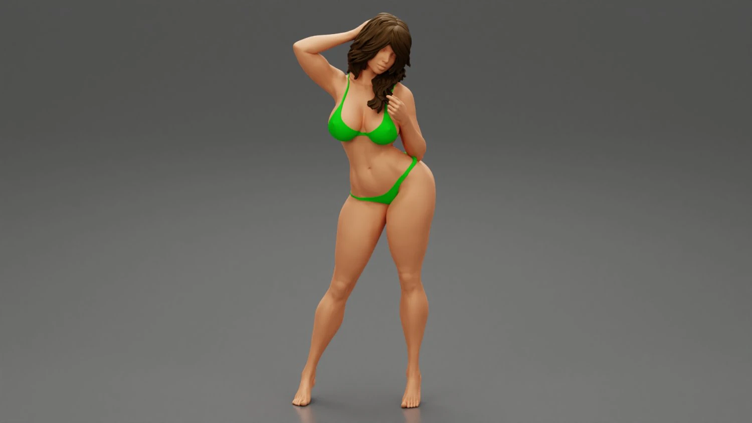 Beautiful Woman in Bikini Posing on Beach 3D Print Model 3D Print Model .c4d .max .obj .3ds .fbx .stl .blend 