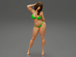 Bella donna in bikini in posa sulla spiaggia modello di stampa 3D Modello di stampa 3D