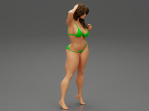 Beautiful Woman in Bikini Posing on Beach 3D Print Model 3D Принт Модель