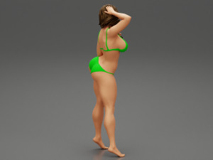Beautiful Woman in Bikini Posing on Beach 3D Print Model 3D Принт Модель