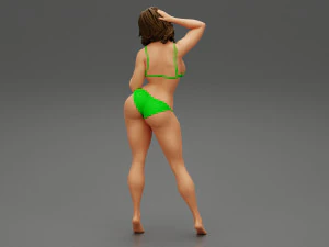 Beautiful Woman in Bikini Posing on Beach 3D Print Model 3D Print Model