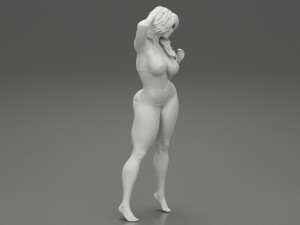 Beautiful Woman in Bikini Posing on Beach 3D Print Model 3D Принт Модель