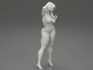 Beautiful Woman in Bikini Posing on Beach 3D Print Model 3D Print Model