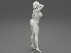Beautiful Woman in Bikini Posing on Beach 3D Print Model 3D Принт Модель
