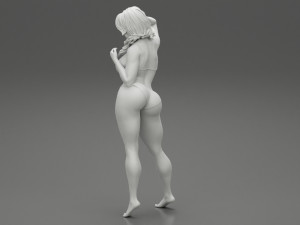 Beautiful Woman in Bikini Posing on Beach 3D Print Model 3D Принт Модель