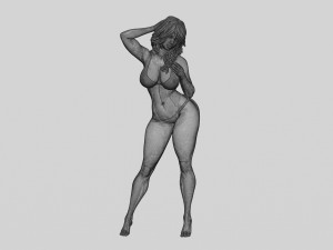 Beautiful Woman in Bikini Posing on Beach 3D Print Model 3D Принт Модель