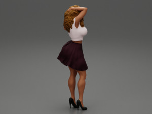 Black Woman With Curly Hair Wearing Dress and Heels 3D Print Model 3D Print Model