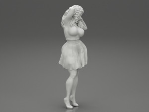Black Woman With Curly Hair Wearing Dress and Heels 3D Print Model 3D Print Model
