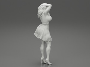 Black Woman With Curly Hair Wearing Dress and Heels 3D Print Model 3D Print Model