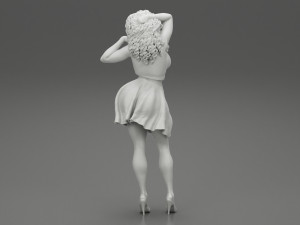 Black Woman With Curly Hair Wearing Dress and Heels 3D Print Model 3D Print Model