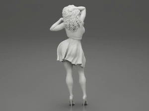 Black Woman With Curly Hair Wearing Dress and Heels 3D Print Model 3D Print Model