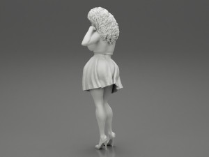 Black Woman With Curly Hair Wearing Dress and Heels 3D Print Model 3D Print Model