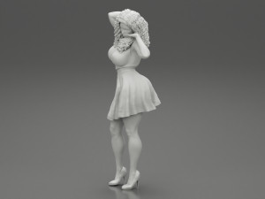 Black Woman With Curly Hair Wearing Dress and Heels 3D Print Model 3D Print Model