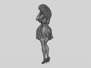 Black Woman With Curly Hair Wearing Dress and Heels 3D Print Model 3D Print Model
