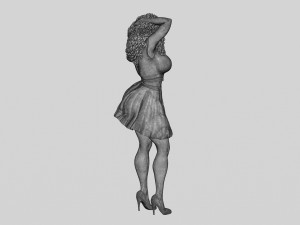 Black Woman With Curly Hair Wearing Dress and Heels 3D Print Model 3D Print Model