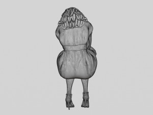 Sad Young Woman Sitting on a Chair 3D Print Model Modello di stampa 3D