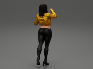 Beatiful Stylish Woman in a Leather Jacket 3D Print Model 3D-Druckmodell