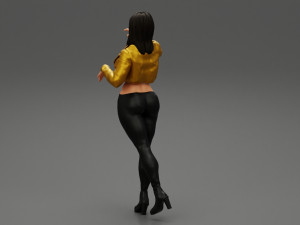 Beatiful Stylish Woman in a Leather Jacket 3D Print Model 3D-Druckmodell