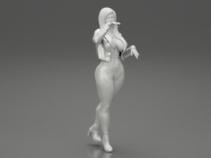 Beatiful Stylish Woman in a Leather Jacket 3D Print Model 3D-Druckmodell