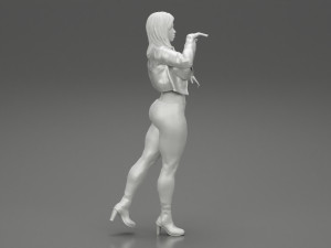 Beatiful Stylish Woman in a Leather Jacket 3D Print Model 3D-Druckmodell