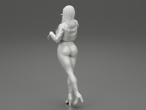 Beatiful Stylish Woman in a Leather Jacket 3D Print Model 3D-Druckmodell
