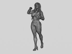 Beatiful Stylish Woman in a Leather Jacket 3D Print Model 3D Print Model