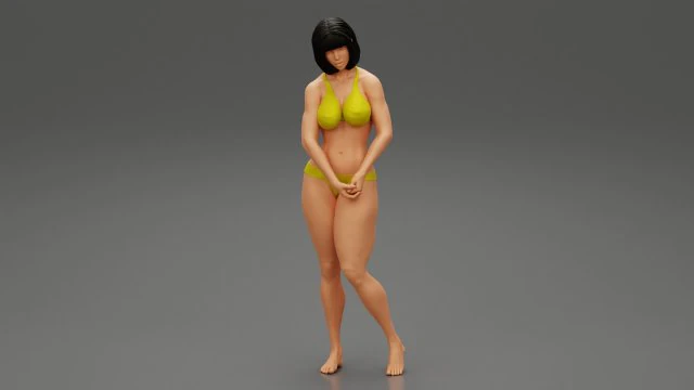 Modello di stampa 3D del bikini della spiaggia della donna triste sulla spiaggia Modello di stampa 3D .c4d .max .obj .3ds .fbx .stl .blend 