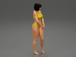 Modello di stampa 3D del bikini della spiaggia della donna triste sulla spiaggia Modello di stampa 3D