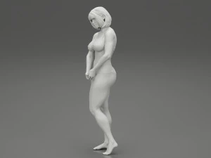 Modello di stampa 3D del bikini della spiaggia della donna triste sulla spiaggia Modello di stampa 3D