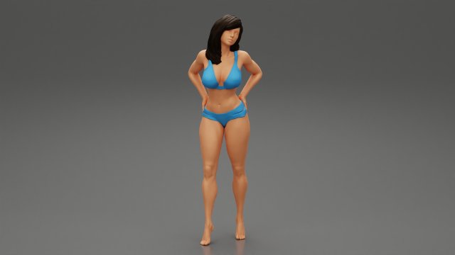 Sexy Women in Bikini Pose 3D Print Model 3D प्रिंट मॉडल .c4d .max .obj .3ds .fbx .stl .blend 