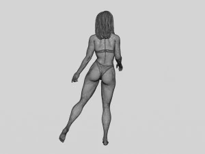 एक पैर पर खड़ी खूबसूरत बिकनी महिला 3डी प्रिंट मॉडल 3D प्रिंट मॉडल