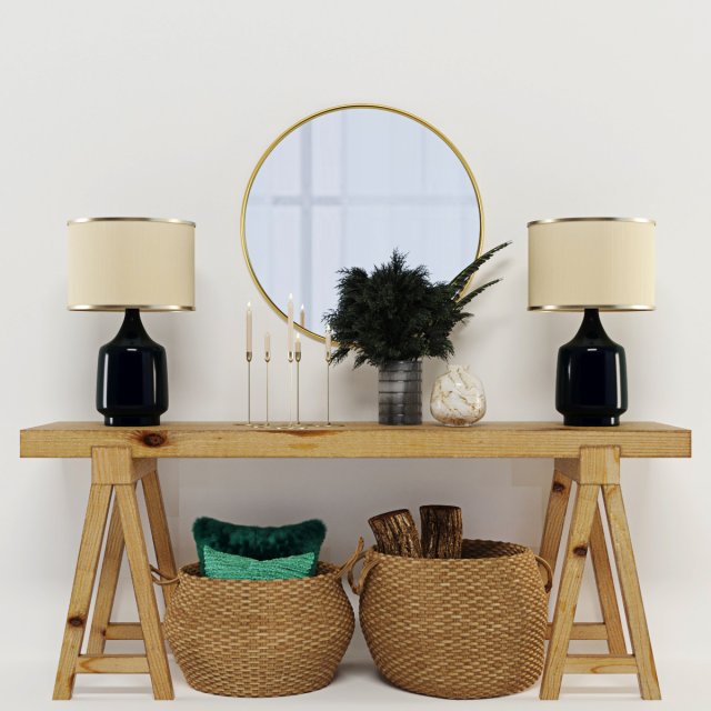 wooden decorative console Model 3D .c4d .max .obj .3ds .fbx .stl .blend 