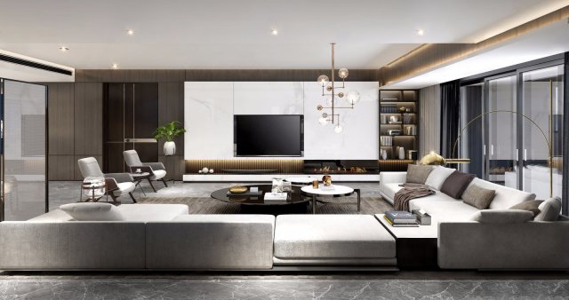 modern living room 3D Модель .c4d .max .obj .3ds .fbx .stl .blend 