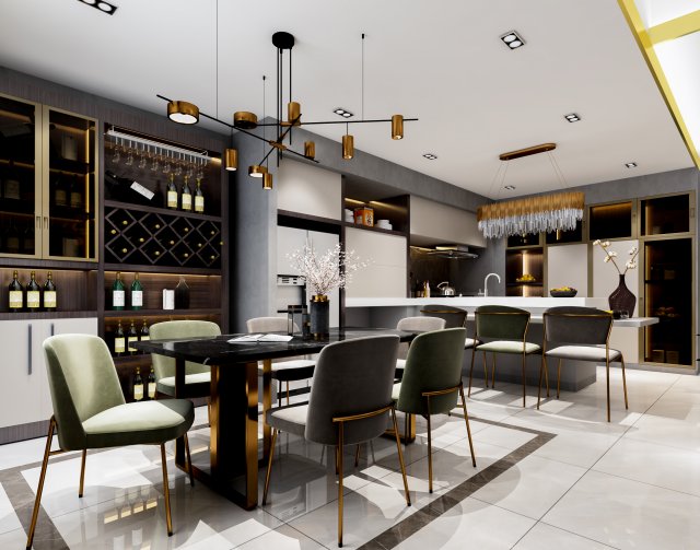 modern restaurant 3D Модель .c4d .max .obj .3ds .fbx .stl .blend 