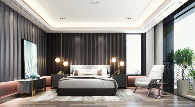 modern bedroom Modelo 3D .c4d .max .obj .3ds .fbx .stl .blend 