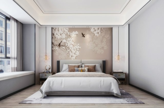 new chinese bedroom 3D मॉडल .c4d .max .obj .3ds .fbx .stl .blend