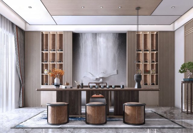new chinese tea room 3D 模型 .c4d .max .obj .3ds .fbx .stl .blend 