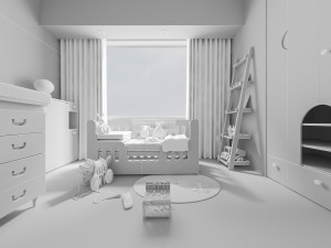 modern childrens bedroom 3D 模型