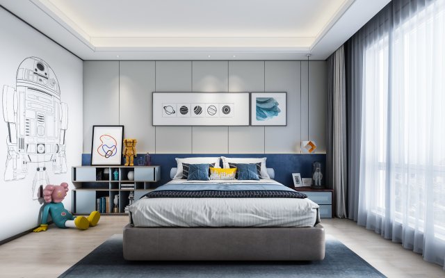modern childrens bedroom 3D Model .c4d .max .obj .3ds .fbx .stl .blend 
