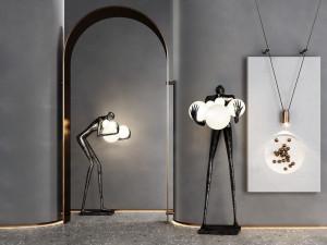 modern figure sculpture floor lamp Modelo 3D