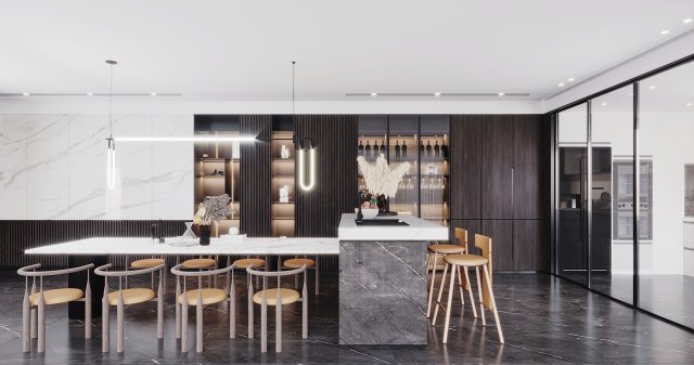 modern restaurant 3D 模型 .c4d .max .obj .3ds .fbx .stl .blend 