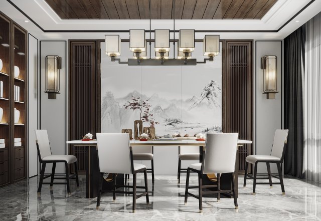 new chinese restaurant 3D Модель .c4d .max .obj .3ds .fbx .stl .blend 