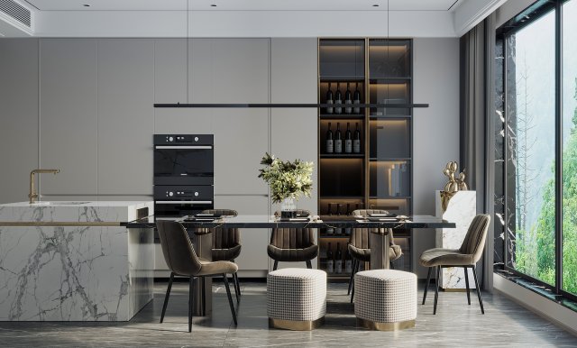 modern restaurant Modello 3D .c4d .max .obj .3ds .fbx .stl .blend 