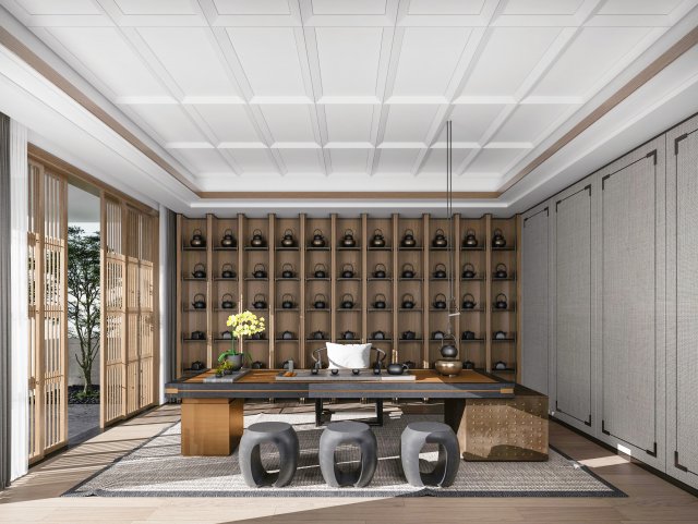 new chinese teahouse 3Dモデル .c4d .max .obj .3ds .fbx .stl .blend 