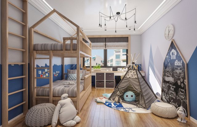 nordic childrens room 3D मॉडल .c4d .max .obj .3ds .fbx .stl .blend 