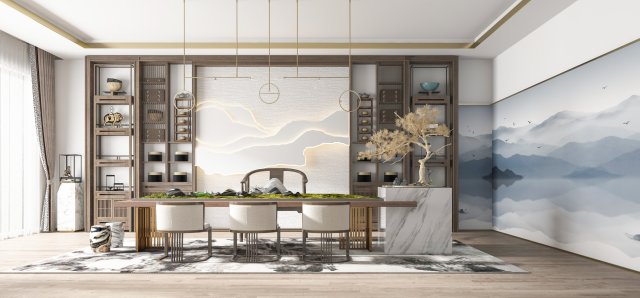 new chinese teahouse Model 3D .c4d .max .obj .3ds .fbx .stl .blend 