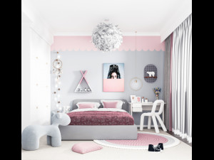 modern childrens room 3D 모델