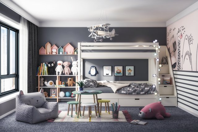 modern childrens room Modello 3D .c4d .max .obj .3ds .fbx .stl .blend